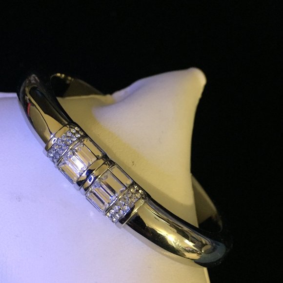 Michael Kors Gold Tone Baguette and Pave Embellished Bangle Bracelet - Picture 3 of 4